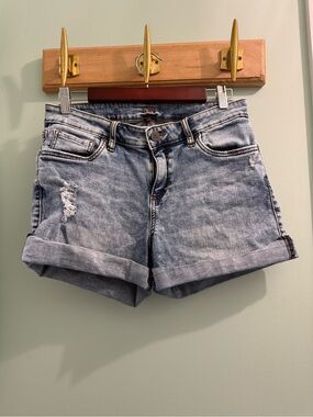 Kut from the Kloth Light Denim Distressed Rolled-Hem Shorts